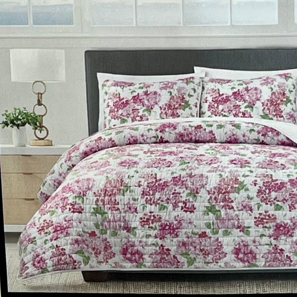 Rachel Zoe SPRING FLORAL Luxury Full/Queen COTTON Quilt Set - includes shams